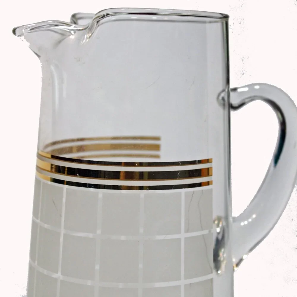 Bill Blass Mid Century Vintage Glass Pitcher